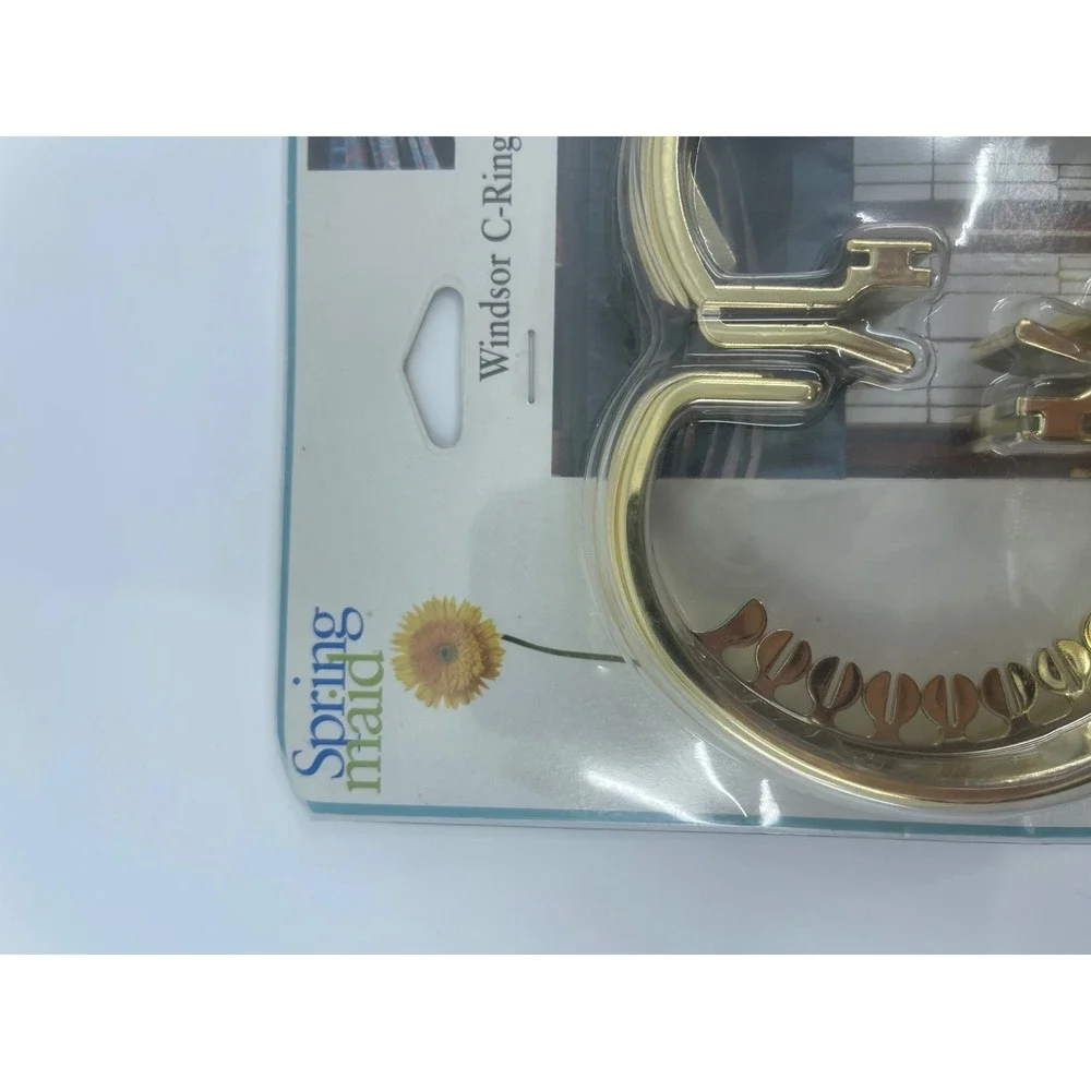 2 Spring‎ Maid Windsor C Ring Curtain Holder Gold Tone Hardware Set